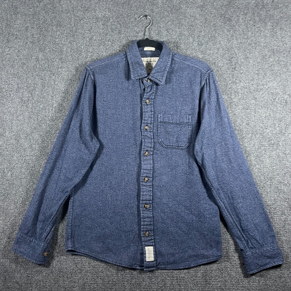 Abercrombie & Fitch Muscle Fit Button Down Shirt Woven Blue Mens Medium #3259